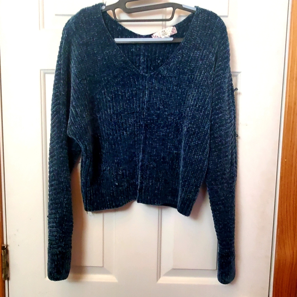 Pink Rose dark teal sweater.  X-small.